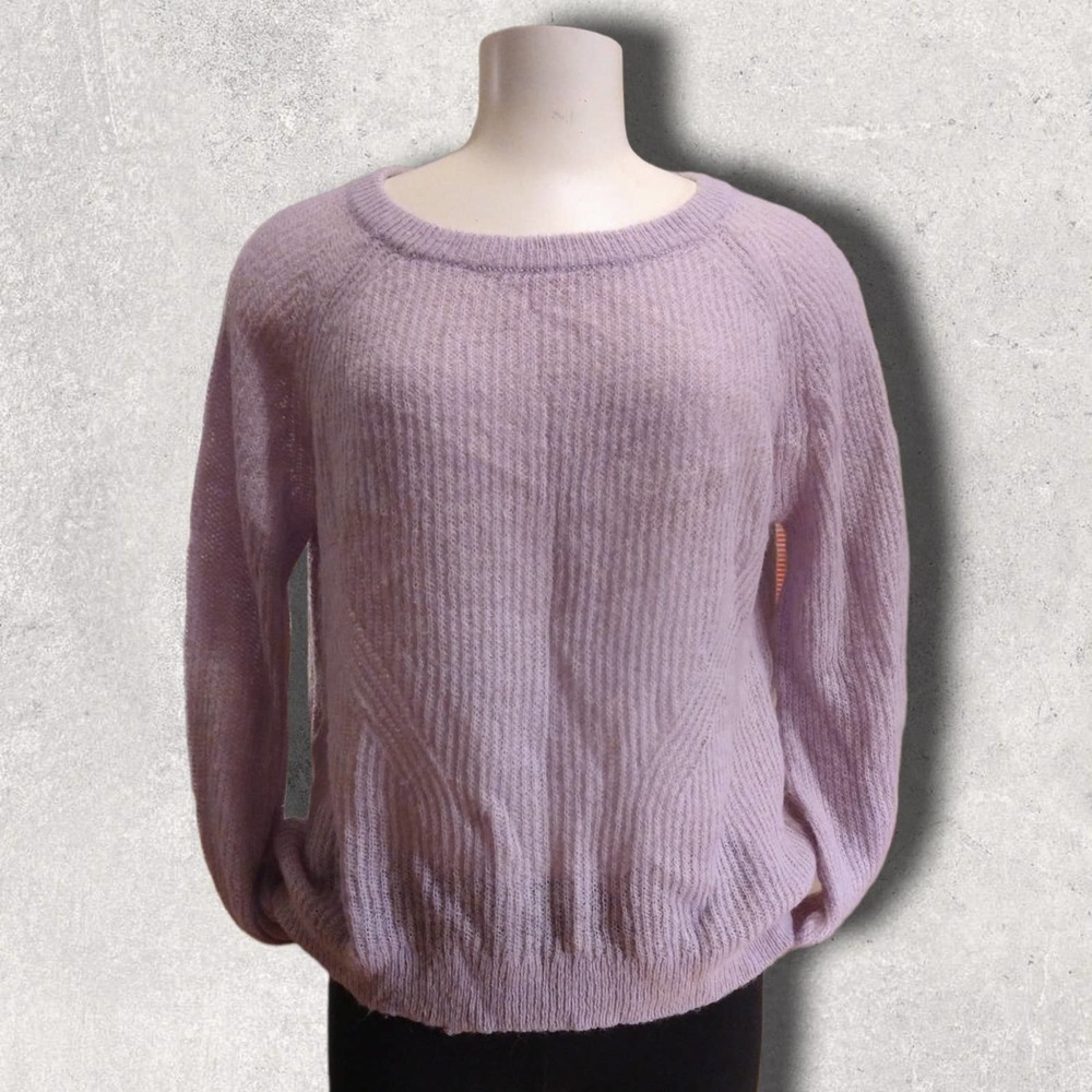 Lilac purple knit sweater thin soft lightweight ribbed size small